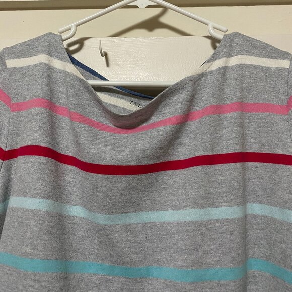 Talbots plus long sleeve gray tunic w/multi color stripes, size 2X - Picture 2 of 9